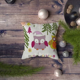 Perna decorativa, NYXMAS097, 43x43 cm, 50% Bumbac / 50% Poliester, Multicolor