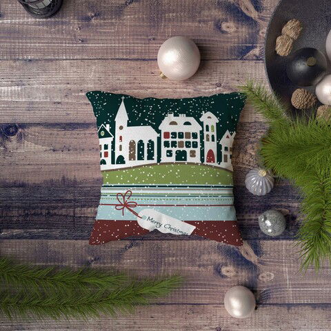 Perna decorativa, NYXMAS098, 43x43 cm, 50% Bumbac / 50% Poliester, Multicolor