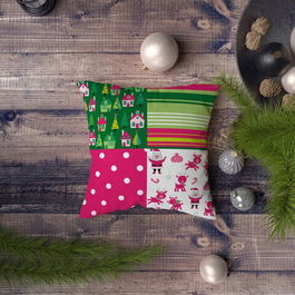 Perna decorativa, NYXMAS101, 43x43 cm, 50% Bumbac / 50% Poliester, Multicolor