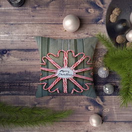 Perna decorativa, NYXMAS121, 43x43 cm, 50% Bumbac / 50% Poliester, Multicolor