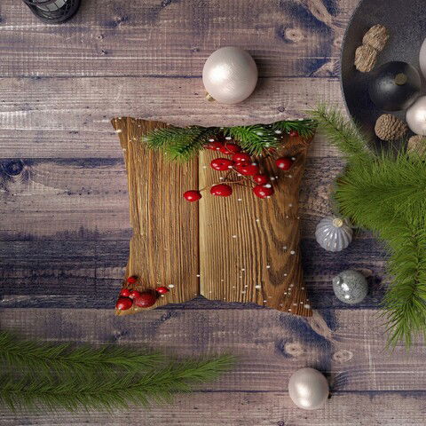 Perna decorativa, NYXMAS125, 43x43 cm, 50% Bumbac / 50% Poliester, Multicolor