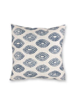 Perna decorativa, YST0397, 45x45 cm, Poliester, Alb / Albastru