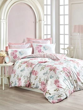 Lenjerie de pat pentru o persoana Single XL (DE), Rosella - Pink, Cotton Box, Bumbac Ranforce