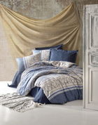 Lenjerie de pat dubla (EU) (IT), Serra - Dark Blue, Cotton Box, Bumbac Ranforce