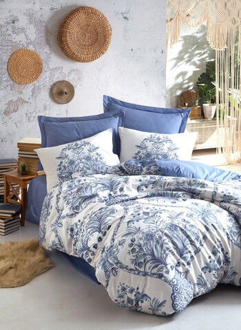 Lenjerie de pat dubla (DE), Egina - Blue, Cotton Box, Bumbac Ranforce