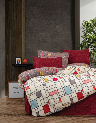 Lenjerie de pat dubla (DE), Joya - Claret Red, Cotton Box, Bumbac Ranforce