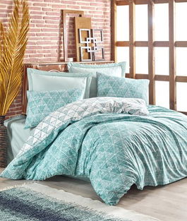 Lenjerie de pat dubla Super King (FR), Sole - Mint, Cotton Box, Bumbac Ranforce