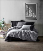 Lenjerie de pat dubla King (FR), Plain - Grey, Black, Cutie de bumbac, Bumbac Ranforce