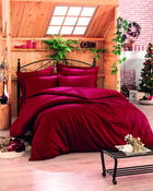 Lenjerie de pat pentru o persoana Single XL (DE), Stripe - Claret Red v2, Cotton Box, Bumbac Satinat