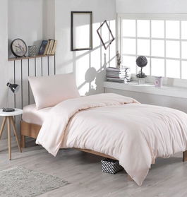 Lenjerie de pat pentru o persoana (EU) (IT), 2 piese, Paint - Salmon, EnLora Home, 65% bumbac/35% poliester