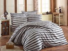 Lenjerie de pat pentru o persoana (ES), 2 piese, Hook - Black, EnLora Home, 65% bumbac/35% poliester