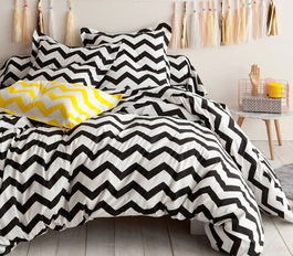 Lenjerie de pat dubla (ES), 2 piese, SmallZigzag, EnLora Home, 65% bumbac/35% poliester