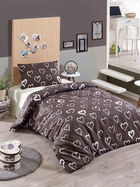 Lenjerie de pat pentru o persoana (EU) (IT), 2 piese, Amaour - Brown, Eponj Home, 65% bumbac/35% poliester