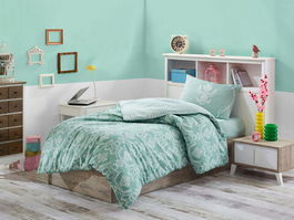 Lenjerie de pat pentru o persoana (ES), 2 piese, Pure - Water Green, Eponj Home, 65% bumbac/35% poliester