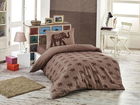 Set lenjerie de pat pentru o persoana Single XL (DE), 2 piese, Fil - Brown, Eponj Home, 65% bumbac/35% poliester
