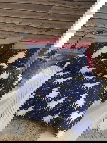 Lenjerie de pat dubla King (EU) (ES), 3 piese, Magic Unicorn - Dark Blue, Eponj Home, 65% bumbac/35% poliester