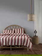 Lenjerie de pat dubla Super King (FR), 3 piese, Epaisse Stonewashed - Raspberry, Limasso, Bumbac