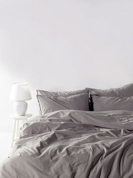 Lenjerie de pat dubla Super King (FR), 3 piese, Standart Stonewashed - Opel Grey, Limasso, Bumbac