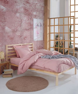 Lenjerie de pat pentru o persoana (EU) (IT), Fresh Color - Pink, Mijolnir, Bumbac Ranforce