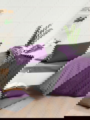 Lenjerie de pat pentru o persoana Single XXL (DE), Çift Yönlü - Purple, Grey, Mjolnir, Bumbac Ranforce