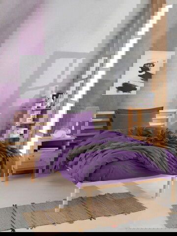 Lenjerie de pat pentru o persoana Single XXL (DE), Fresh Color - Purple, Mijolnir, Bumbac Ranforce