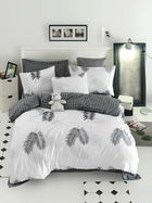 Lenjerie de pat dubla King (BL), Pipong - White, Grey, Mjolnir, Bumbac Ranforce