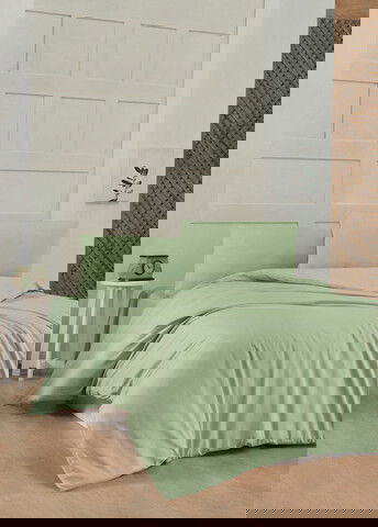 Lenjerie de pat dubla (EU) (IT), Light Green, Patik, Bumbac Ranforce