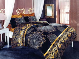 Lenjerie de pat dubla (EU) (IT), 3 piese, Osmanlı - Yellow, Pearl Home, 50% bumbac/50% poliester