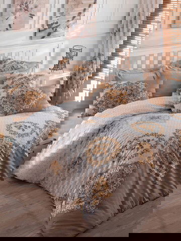 Lenjerie de pat pentru o persoana (DE), Şimal - Brown, Pearl Home, Bumbac Ranforce