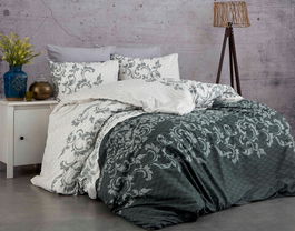Lenjerie de pat pentru o persoana (EU) (IT), Lucca - Grey, Pearl Home, Bumbac Ranforce