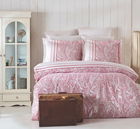 Lenjerie de pat dubla (EU) (IT), Paisley - Pink, Pearl Home, Bumbac Ranforce