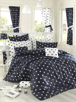 Lenjerie de pat dubla King (EU) (ES), Black Night - Dark Blue, Pearl Home, Bumbac Ranforce
