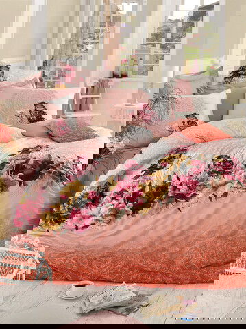 Lenjerie de pat dubla King (IT), Çalıkuşu - Pink, Pearl Home, Bumbac Ranforce