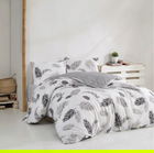 Lenjerie de pat dubla King (IT), Plume - Grey, Pearl Home, Bumbac Ranforce