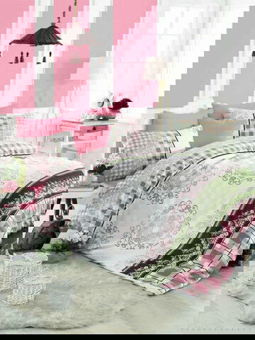 Lenjerie de pat dubla Super King (EU) (IT), Nazenin - Pink, Pearl Home, Bumbac Ranforce