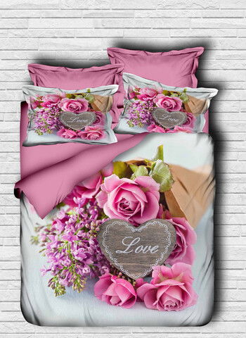 Lenjerie de pat dubla King (EU) (ES), 3 piese, 107, Pearl Home, Bumbac
