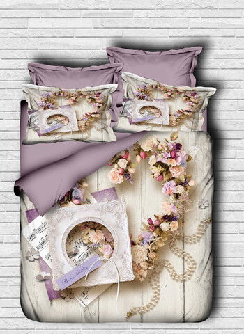Lenjerie de pat dubla King (EU) (ES), 3 piese, 129, Pearl Home, Bumbac