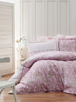 Lenjerie de pat pentru o persoana (EU) (IT), Palmira - Pink, Primacasa by Türkiz, Bumbac Ranforce