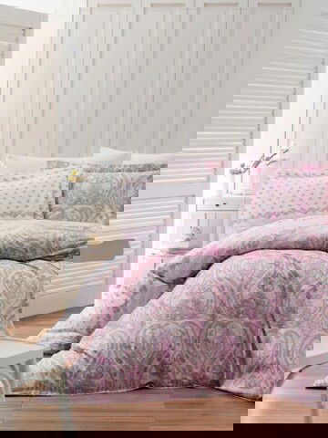 Lenjerie de pat pentru o persoana (EU) (IT), Palmira - Pink, Primacasa by Türkiz, Bumbac Ranforce