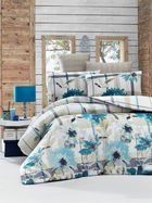 Set lenjerie de pat pentru o persoana Single XL (DE), 2 piese, Vanesa - Blue, Victoria, 65% bumbac/35% poliester