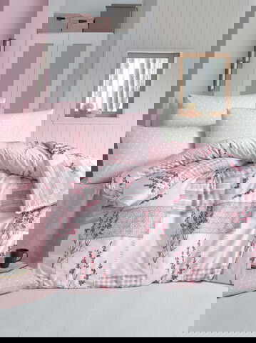 Lenjerie de pat pentru o persoana Single XL (DE), Burçak - Powder, Victoria, Bumbac Ranforce
