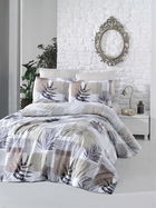 Lenjerie de pat pentru o persoana Single XL (DE), Leaf - Brown, Victoria, Bumbac Ranforce