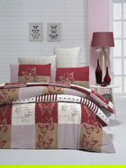 Lenjerie de pat dubla King (FR), 3 piese, Butterfly v2, Victoria, 65% bumbac/35% poliester