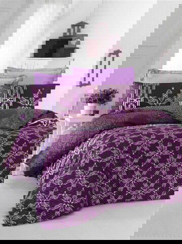 Lenjerie de pat pentru o persoana Single XL (DE), Alisa - Lilac, Victoria, Bumbac Satinat