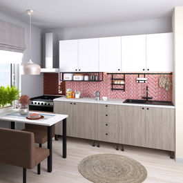 Mobila bucatarie DOMINO A225, Oak, Alb
