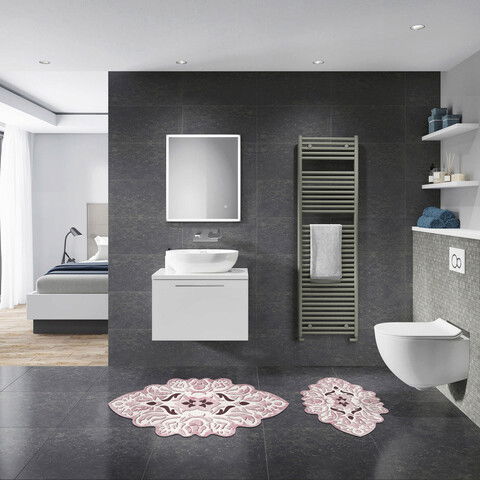 Set covoraș de baie (2 bucăți), Alanur Home, 21010115PU, Poliester, Roz pudra