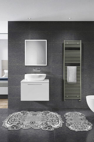Set covoraș de baie (2 bucăți), Alanur Home, 21014915GR, Poliester, Gri