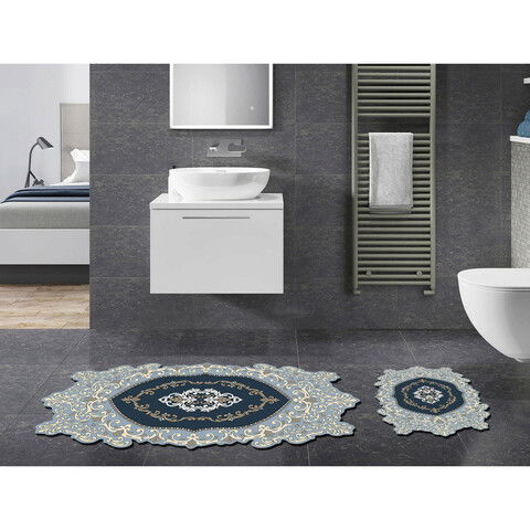 Set covoraș de baie (2 bucăți), Alanur Home, 21015415GR, Poliester, Gri