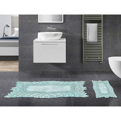 Set covoraș de baie (2 bucăți), Alanur Home, 21016115MV, Poliester, Albastru