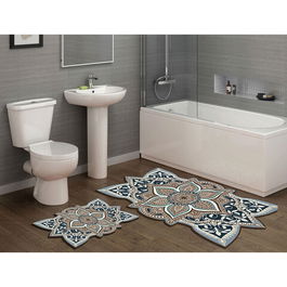 Set covoraș de baie (2 bucăți), Alanur Home, 21015715KR, Poliester, Crem